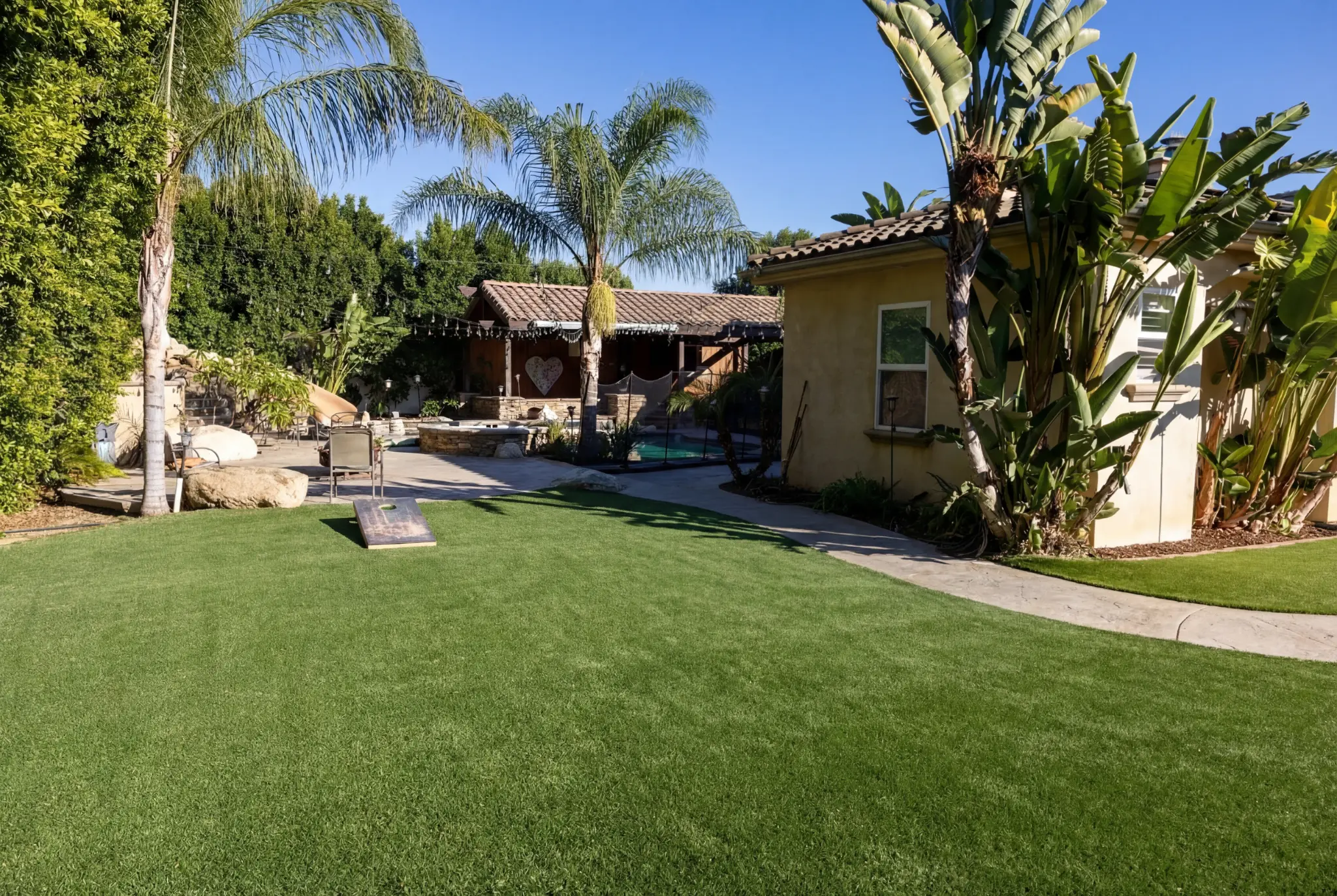 Beautiful backyard and lawn